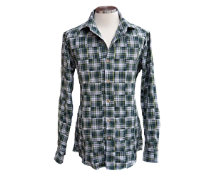 Fidele Green Check One-piece Collar Shirts